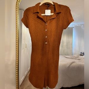 Cinnamon brown romper that scrunches at sides